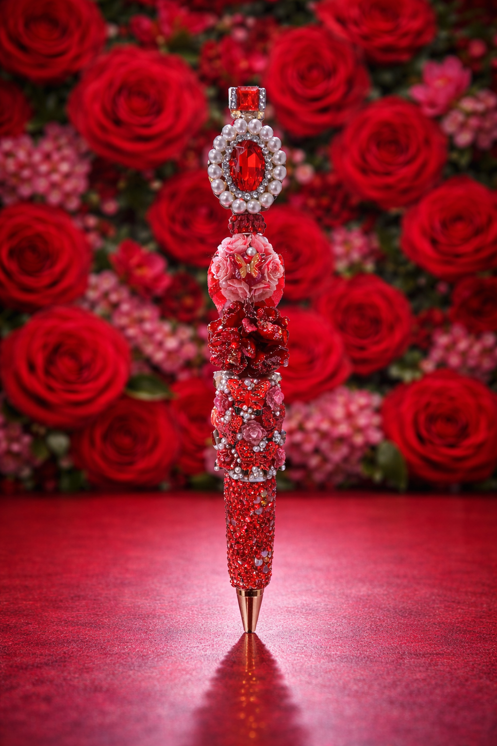 Crimson Rose Royale Beaded Pen 🌹✨
