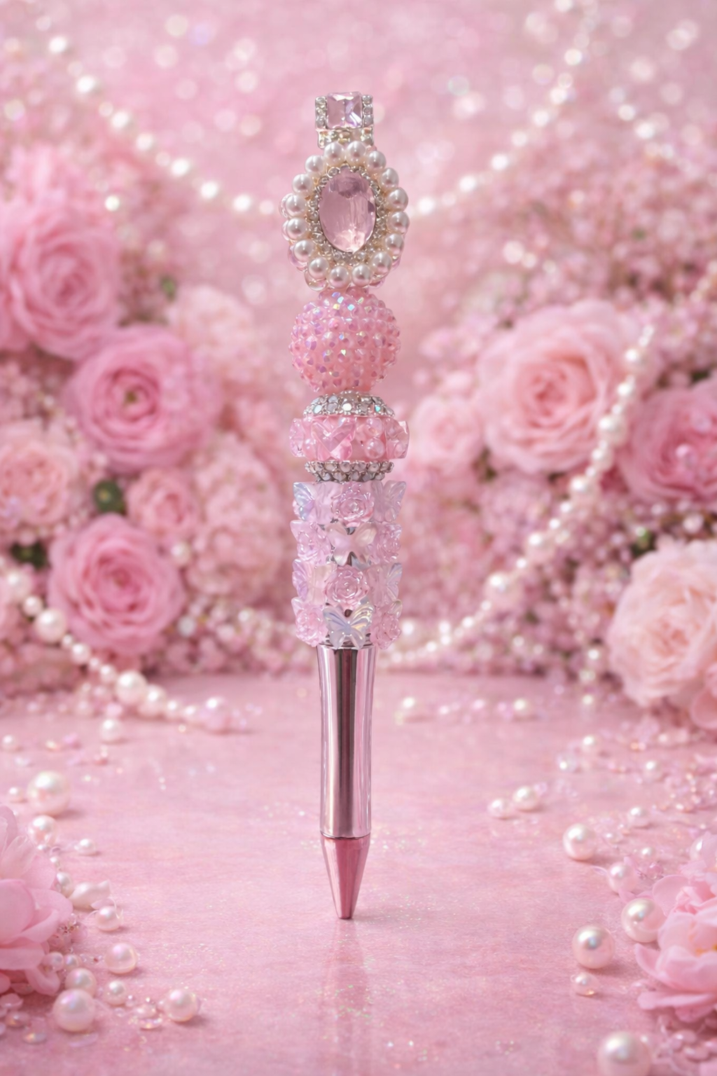 Blush Pearl Garden Beaded Pen 🌸✨