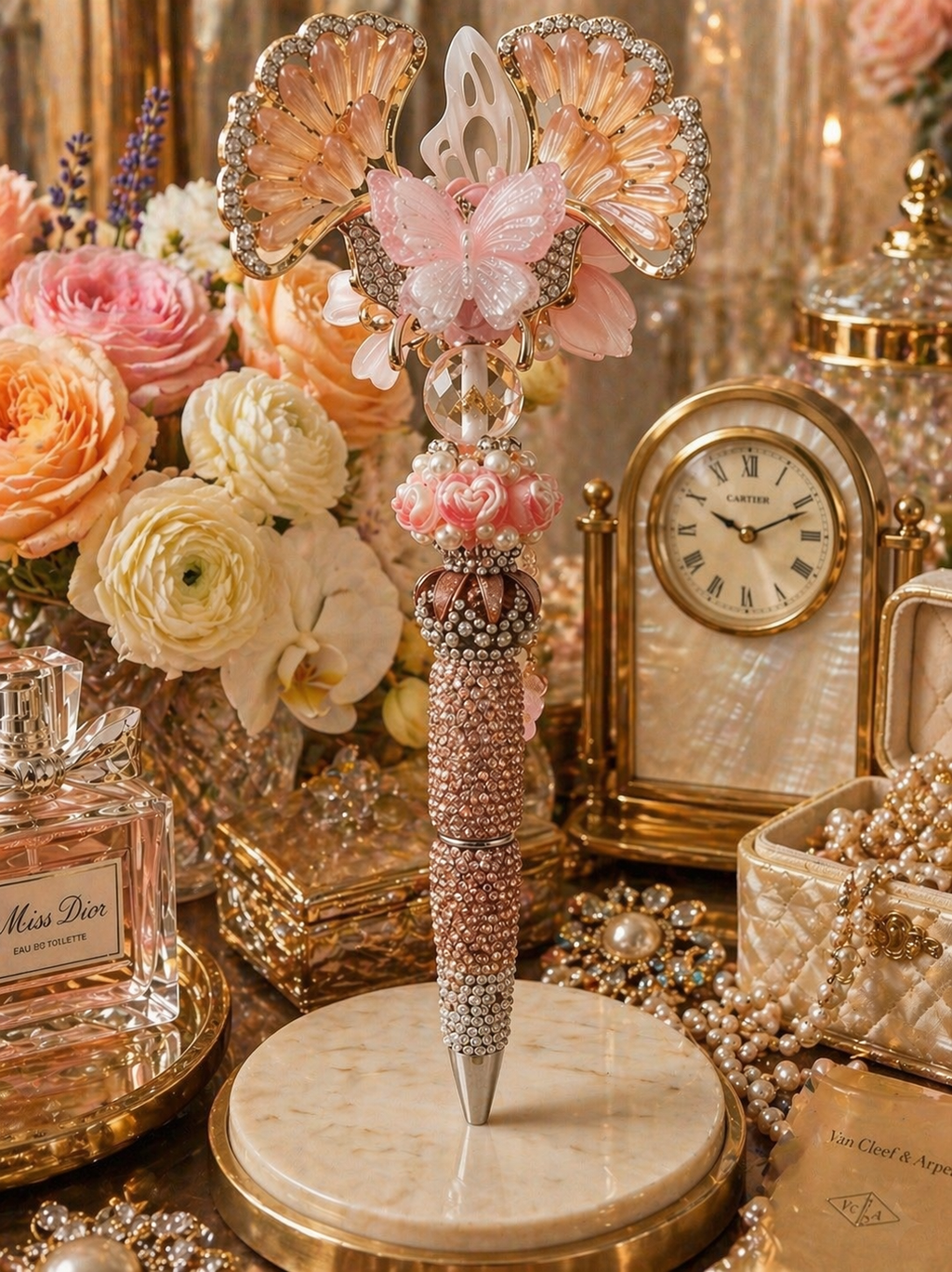Champaign Butterfly Beaded Pen