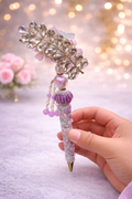 Elegant Blush Floral Crystal Beaded Pen