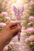 Pink Butterfly Crystal Beaded Pen