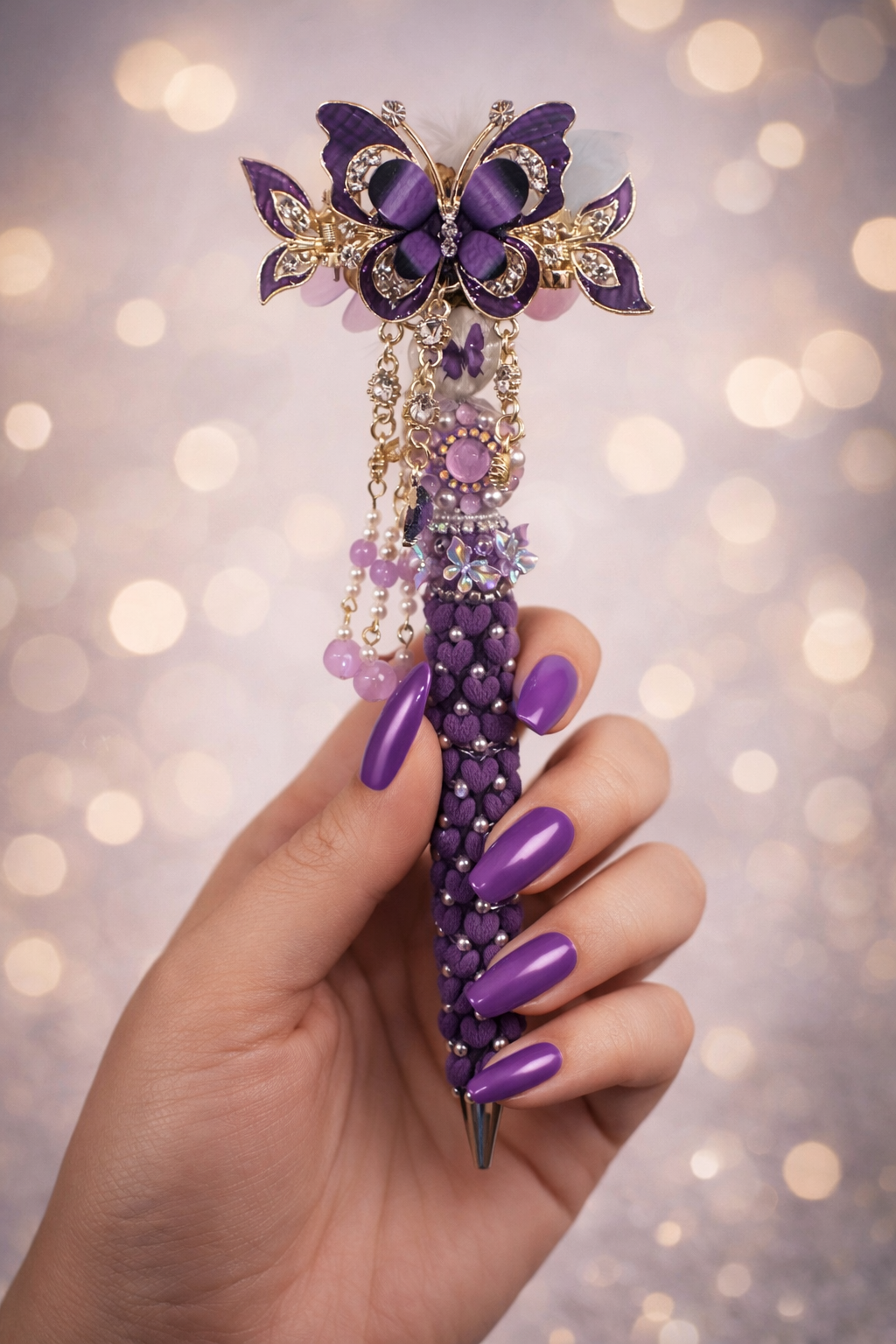 💜 Luxury Butterfly Beaded Pen ✨