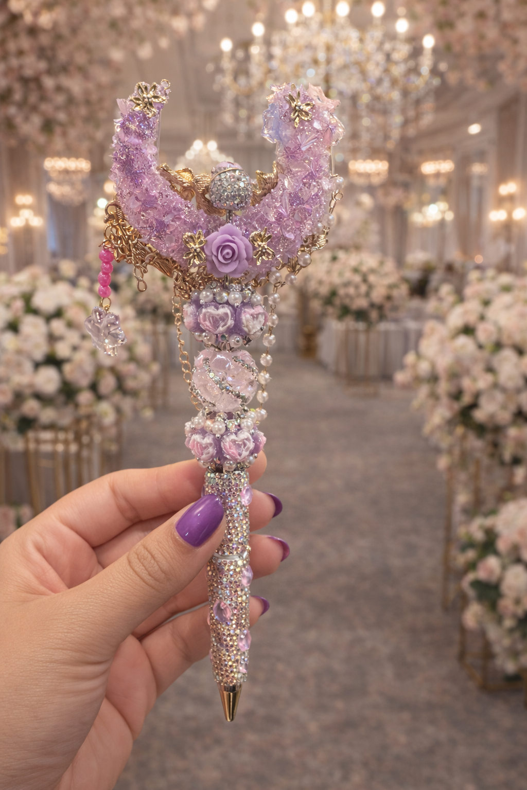 Enchanted Lavender Bloom Luxury Beaded Pen 💜